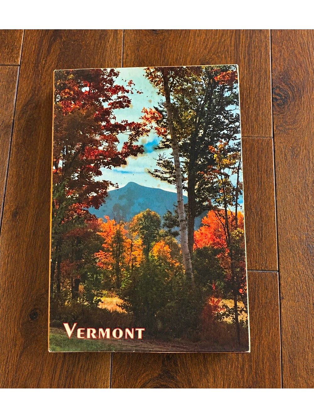 Vintage Vermont Cedar Wood Souvenir Keepsake Trinket Jewelry Box Scenic Mountain